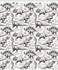 Magnificent Reptiles Shower Curtain with Doodle Art Abstract Pattern Bathroom Decor