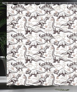 Magnificent Reptiles Shower Curtain with Doodle Art Abstract Pattern Bathroom Decor