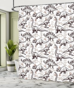 Magnificent Reptiles Shower Curtain with Doodle Art Abstract Pattern Bathroom Decor