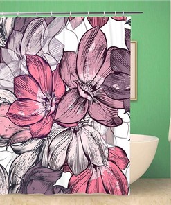 Magnolia Flowers Print Shower Curtain - Ideal Fabric Prints Patterns Waterproof Fabric Bath Bathroom Curtain