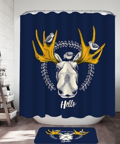 Majestic Moose and Bird Shower Curtain for Nature Lovers - Bathroom Decor