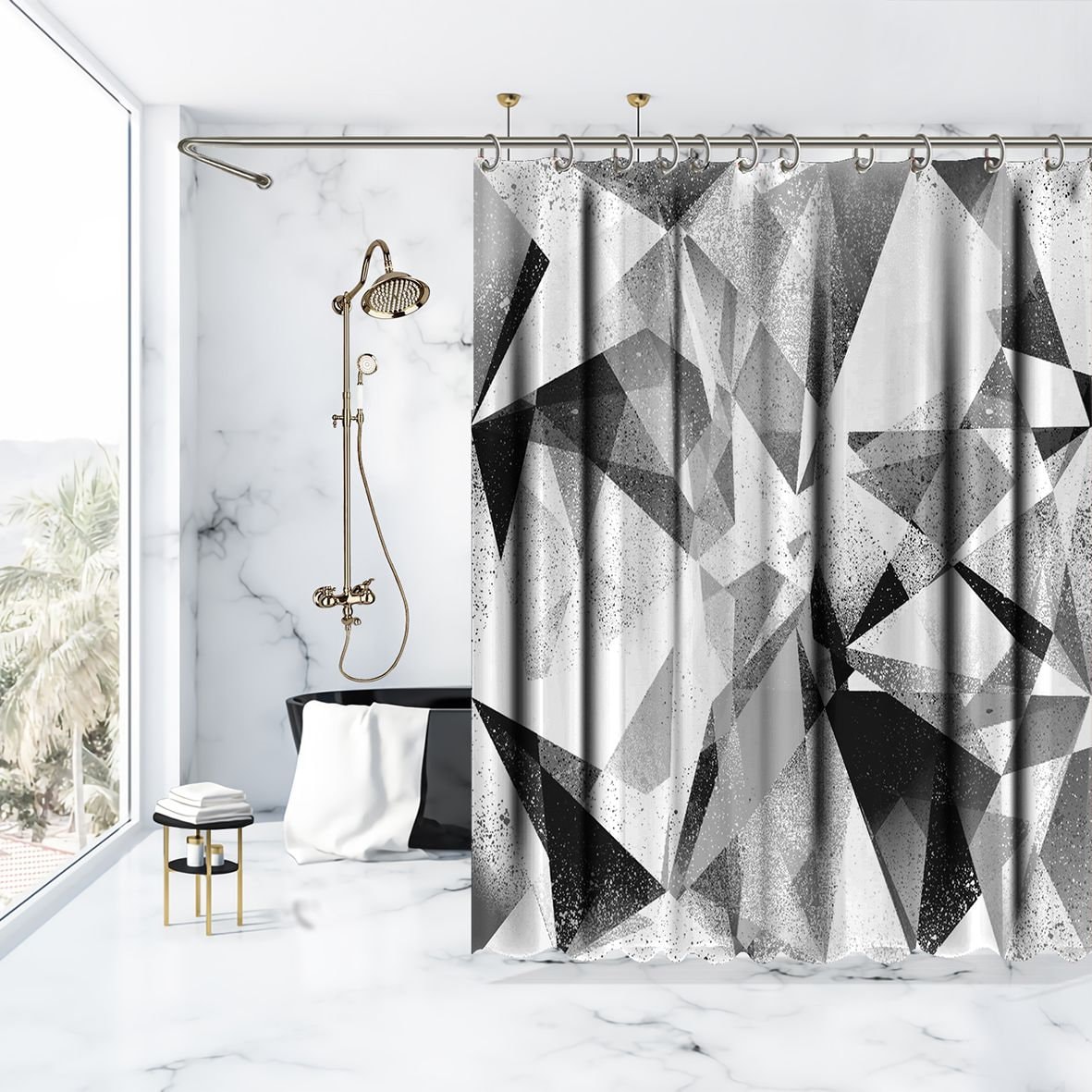 Make a Statement with Multisized Geometric Pattern Artistic Shower Curtain