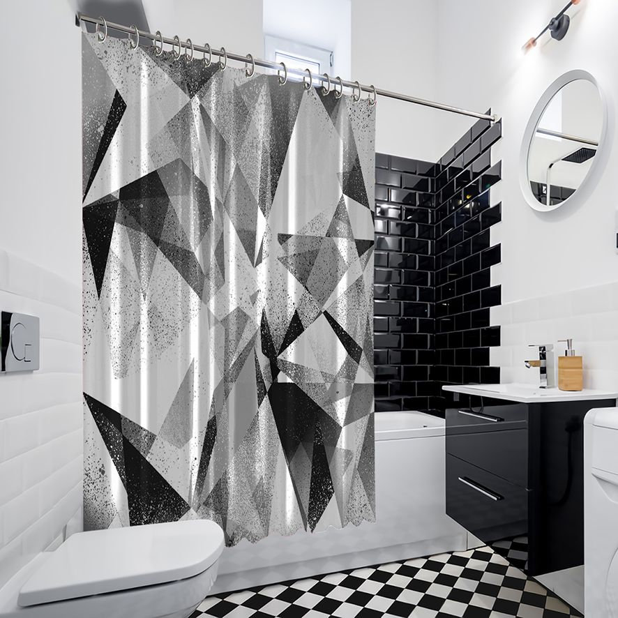 Make a Statement with Multisized Geometric Pattern Artistic Shower Curtain