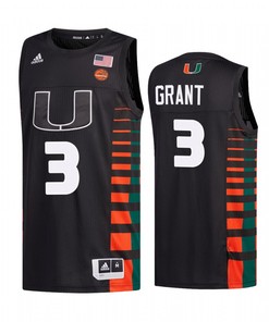 Malcolm Grant 3 Miami Hurricanes Uniform Jersey College Basketball Black
