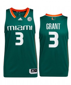 Malcolm Grant 3 Miami Hurricanes Uniform Jersey College Basketball Green