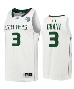 Malcolm Grant 3 Miami Hurricanes Uniform Jersey College Basketball White
