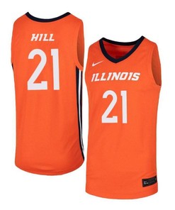 Malcolm Hill 21 Illinois Fighting Illini Elite Basketball Men Jersey - Orange