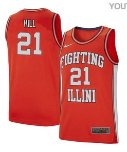 Malcolm Hill 21 Illinois Fighting Illini Retro Elite Basketball Youth Jersey - Orange
