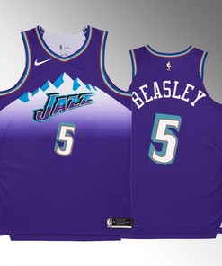 Malik Beasley 5 2022-23 Utah Jazz Purple Hardwood Classics Jersey