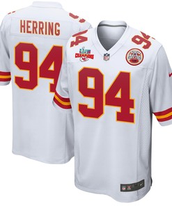 Malik Herring 94 Kansas City Chiefs Super Bowl LVII Champions 3 Stars Men Game Jersey - White