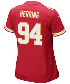 Malik Herring 94 Kansas City Chiefs Super Bowl LVII Champions 3 Stars Women Game Jersey - Red
