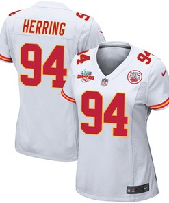 Malik Herring 94 Kansas City Chiefs Super Bowl LVII Champions 3 Stars Women Game Jersey - White