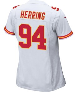 Malik Herring 94 Kansas City Chiefs Super Bowl LVII Champions 3 Stars Women Game Jersey - White