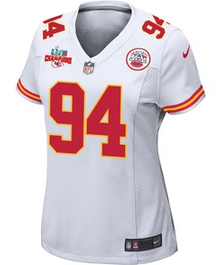 Malik Herring 94 Kansas City Chiefs Super Bowl LVII Champions 3 Stars Women Game Jersey - White