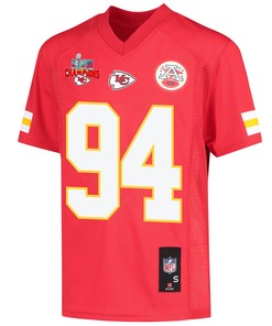 Malik Herring 94 Kansas City Chiefs Super Bowl LVII Champions 3 Stars Youth Game Jersey - Red
