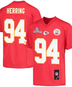 Malik Herring 94 Kansas City Chiefs Super Bowl LVII Champions Youth Game Jersey - Red
