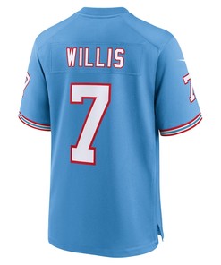 Malik Willis 7 Tennessee Titans Oilers Throwback Alternate Game Men Jersey - Light Blue