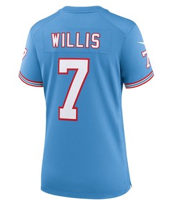 Malik Willis 7 Tennessee Titans Oilers Throwback Alternate Game Women Jersey - Light Blue