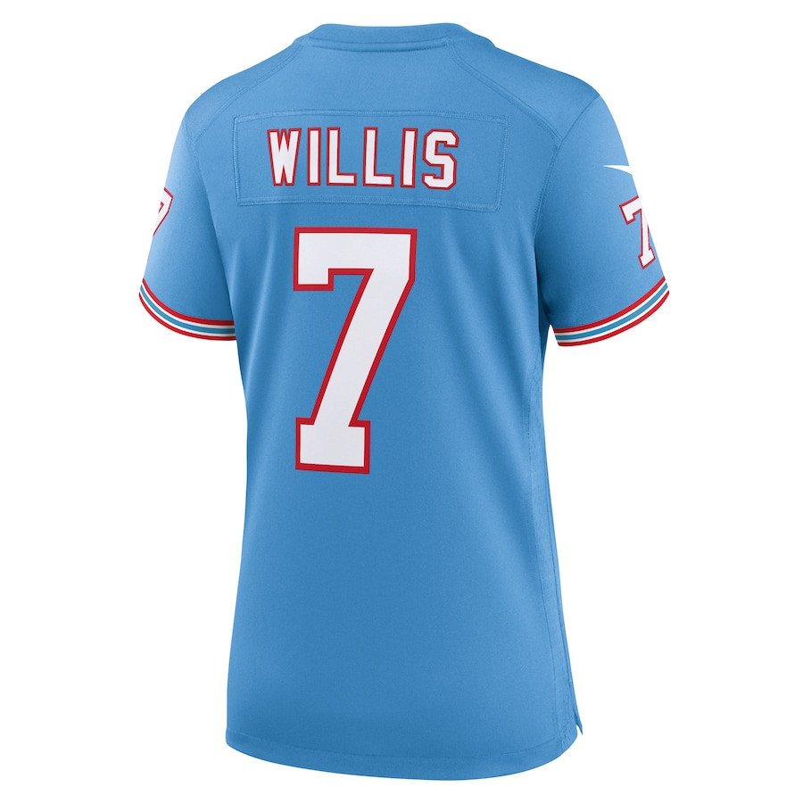 Malik Willis 7 Tennessee Titans Oilers Throwback Alternate Game Women Jersey - Light Blue