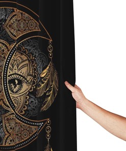 Mandala Elements Boho Shower Curtain - Sun and Moon with Crescent Design