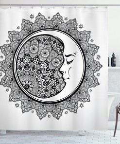 Mandala Moon Bohemian Shower Curtain - Astrology Bathroom Decor