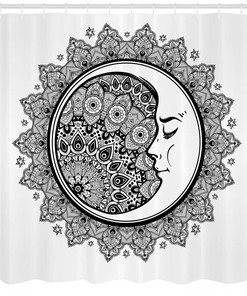 Mandala Moon Bohemian Shower Curtain - Astrology Bathroom Decor