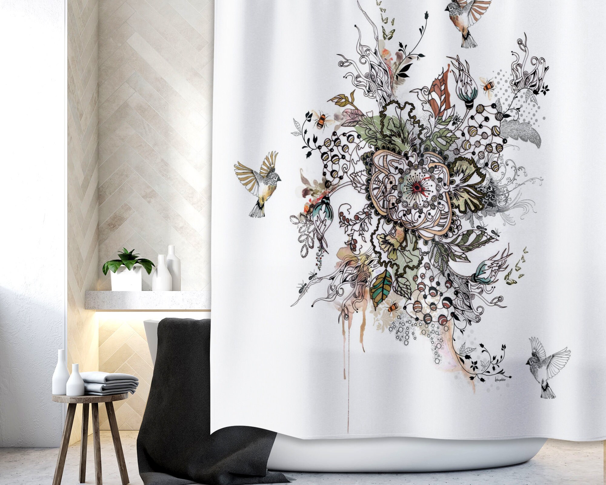 Mandala Shower Curtain, Boho Bathroom Decor for Colorful Bathroom