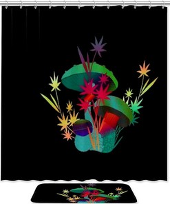Maple Leaf Mushroom Shower Curtain in Waterproof Fabric for Bathroom Decor