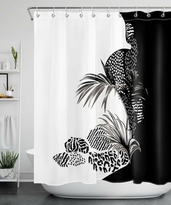 Marble Daisy Flower Skull Shower Curtain - Gothic Bathroom Accessories