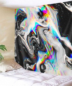Marble Shower Curtain - Colorful and Trippy Bathroom Decor with Black and White Design