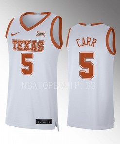 Marcus Carr 5 Texas Longhorns White Jersey 2022-23 Limited Basketball