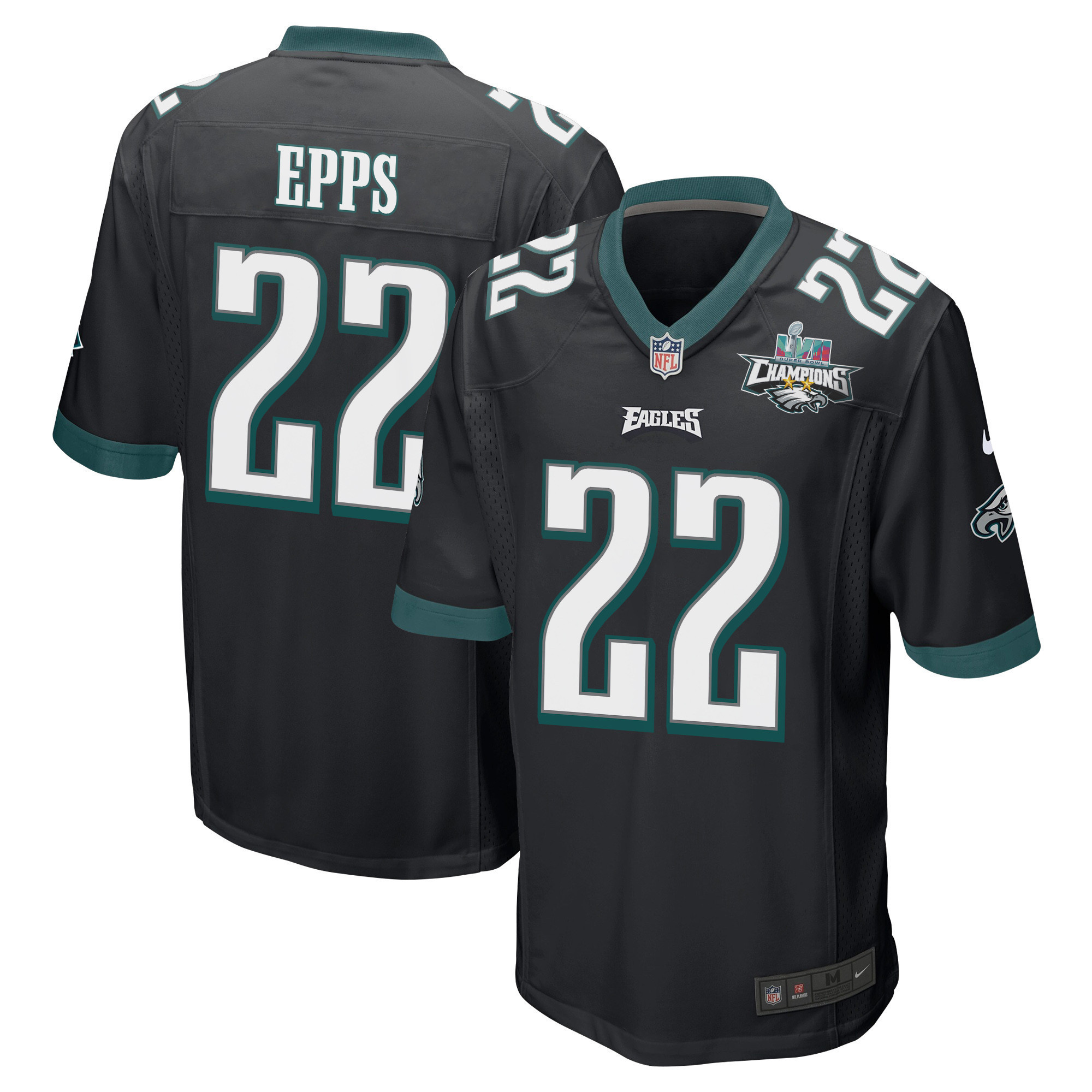Marcus Epps 22 Philadelphia Eagles Super Bowl LVII Champions 2 Stars Men Game Jersey - Black