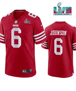 Marcus Johnson 6 San Francisco 49Ers Super Bowl LVII Men Game Jersey- Scarlet