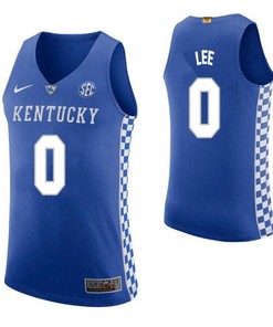 Marcus Lee 0 Kentucky Wildcats Elite Basketball Home Men Jersey - Blue