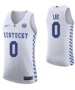 Marcus Lee 0 Kentucky Wildcats Elite Basketball Road Men Jersey - White