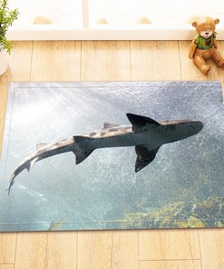 Marine Threshing Shark Waterproof Shower Curtain Mat for Bathroom Decor