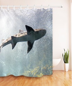 Marine Threshing Shark Waterproof Shower Curtain Mat for Bathroom Decor