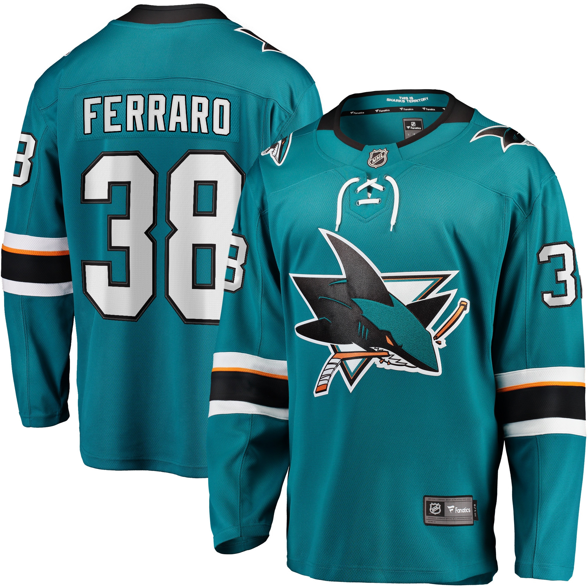 Mario Ferraro San Jose Sharks Fanatics Branded Replica Player Jersey - Teal Nhl