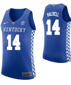 Mark Halsell 14 Kentucky Wildcats Elite Basketball Home Men Jersey - Blue