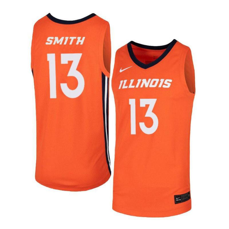 Mark Smith 13 Illinois Fighting Illini Elite Basketball Men Jersey - Orange