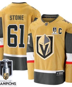 Mark Stone 61 Vegas Golden Knights 2023 Stanley Cup Champions Patch Breakaway Home Jersey - Gold