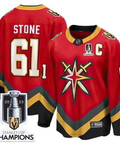 Mark Stone 61 Vegas Golden Knights 2023 Stanley Cup Champions Patch Reverse Editon Jersey - Red