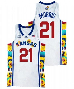 Markieff Morris 21 Kansas Jayhawks Sunflower Showdown Basketball Men Jersey - White