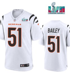 Markus Bailey 51 Cincinnati Bengals Super Bowl LVII Men Game Jersey- White