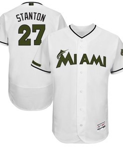 Marlins Giancarlo Stanton #27 White Mlb Throwback Jersey