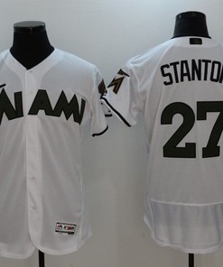 Marlins Giancarlo Stanton #27 White Mlb Throwback Jersey