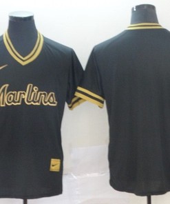 Marlins Mlb Gold Brandedition Black Personalized Jersey