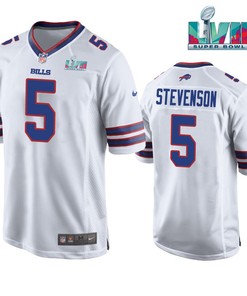 Marquez Stevenson 5 Buffalo Bills Super Bowl LVII Away Player Men Jersey - White Jersey