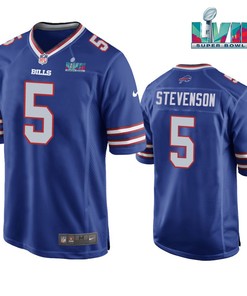 Marquez Stevenson 5 Buffalo Bills Super Bowl LVII Logo Game Player Men Jersey - Royal Jersey