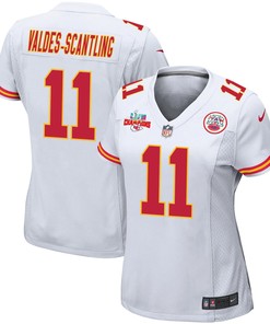 Marquez Valdes-Scantling 11 Kansas City Chiefs Super Bowl LVII Champions 3 Stars Women Game Jersey - White